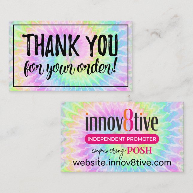 Thank you for your order tie dye Posh card (Front/Back)
