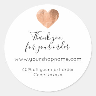 Thank You For Your Order Web Promote Code Simply Classic Round Sticker