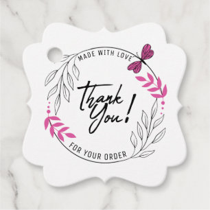 Thank you for your order with pink butterfly favour tags