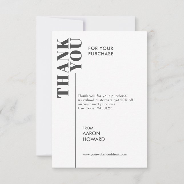 Thank you for your purchase, black and white (Front)