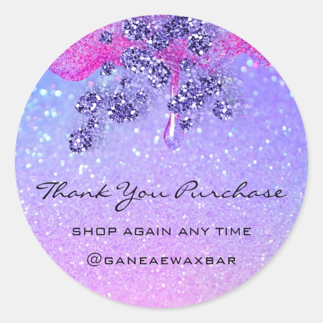 Thank You For Your Purchase Boutique Glitter Spark Classic Round Sticker (Front)