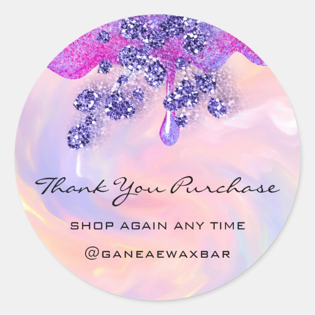 Thank You For Your Purchase Boutique Modern Pink Classic Round Sticker (Front)