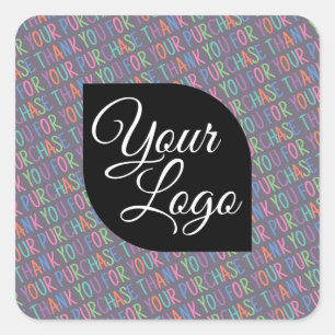  Thank You For Your Purchase Colourful Fun Add Log Square Sticker