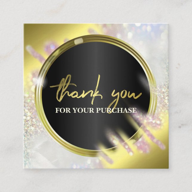Thank You For Your Purchase Fading Gold And Opal Square Business Card (Front)