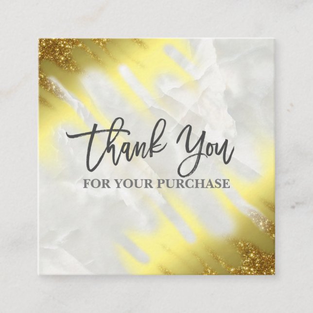Thank You For Your Purchase Fading Gold Marble Square Business Card (Front)
