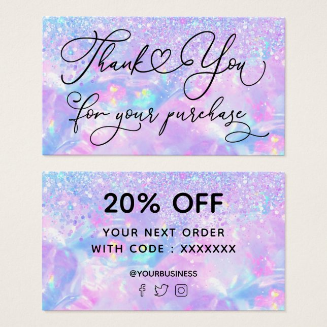 thank you for your purchase faux glitter opal (Front & Back)