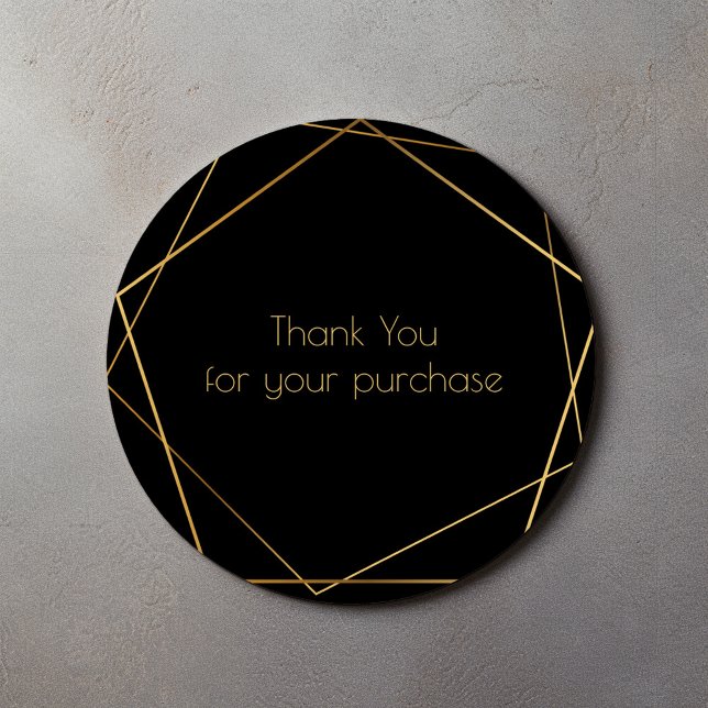 Thank you for your purchase gold geometric border classic round sticker (Thank you for your purchase gold geometric border classic round sticker)