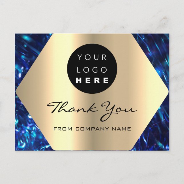 Thank You For Your Purchase Navy Gold Logo Postcard (Front)