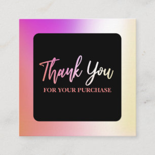 Thank You For Your Purchase Oil Slick And Black Square Business Card