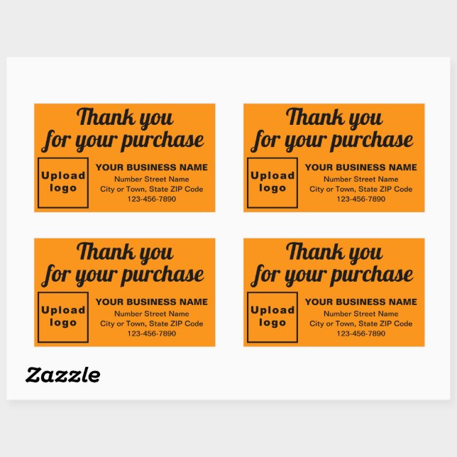 Thank You For Your Purchase on Orange Colour Rectangular Sticker (Sheet)