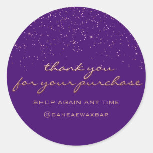 Thank You For Your Purchase Retail Boutique Purple Classic Round Sticker