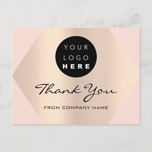 Thank You For Your Purchase Rose Gold Logo Postcard (Front)