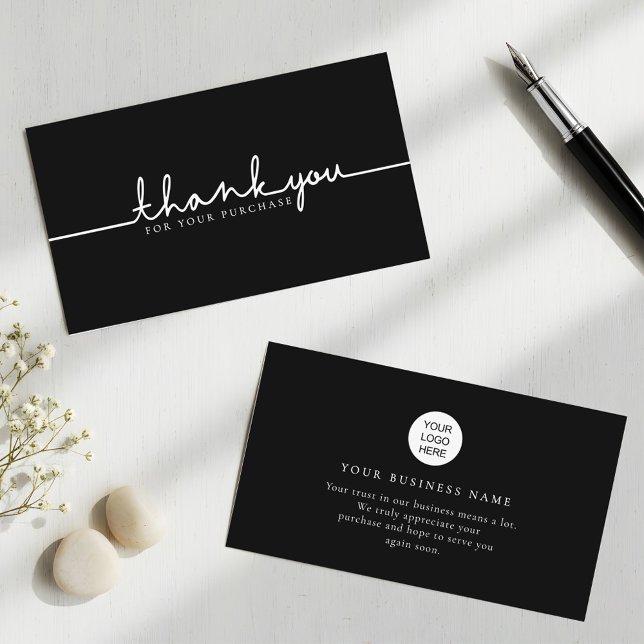 Thank You For Your Purchase Sleek Black Business Card (Creator Uploaded)