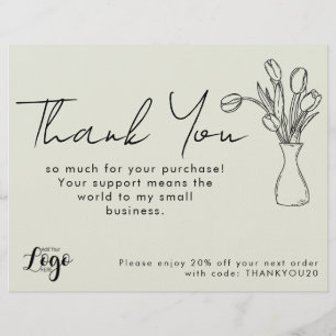 Thank You for Your Purchase Small Business Card Custom Letterhead