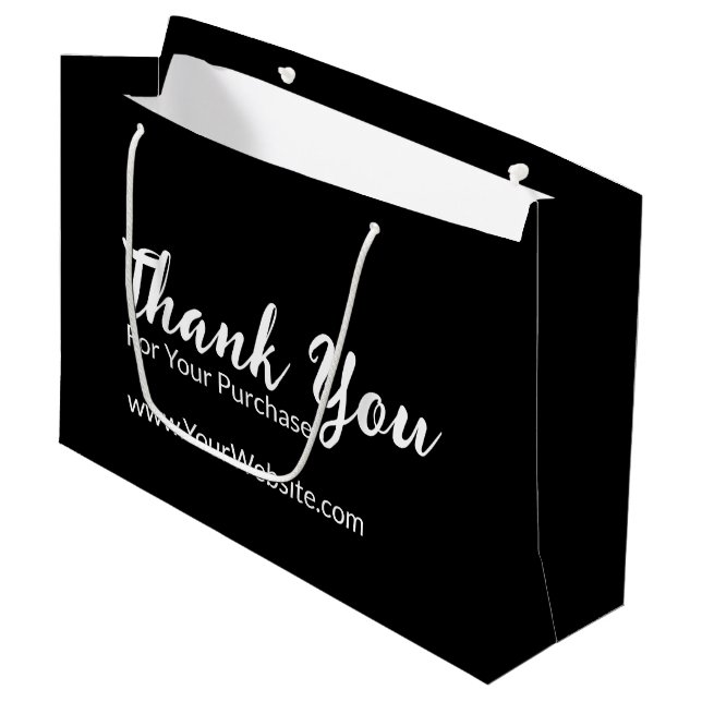 Thank You For Your Purchase Website Black & White Large Gift Bag (Front Angled)