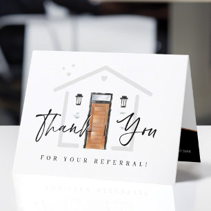 Thank You For Your Referral Wood Watercolor Door Card