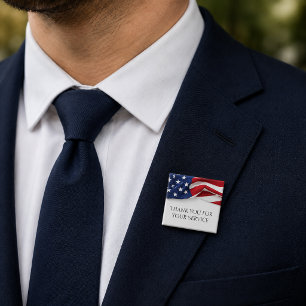 Thank You For Your Service American Flag 15 Cm Square Badge