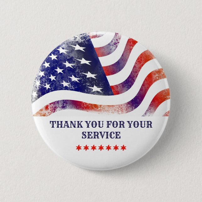 Thank You For Your Service American Flag 6 Cm Round Badge (Front)