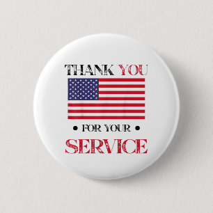Thank You For Your Service American Flag 6 Cm Round Badge