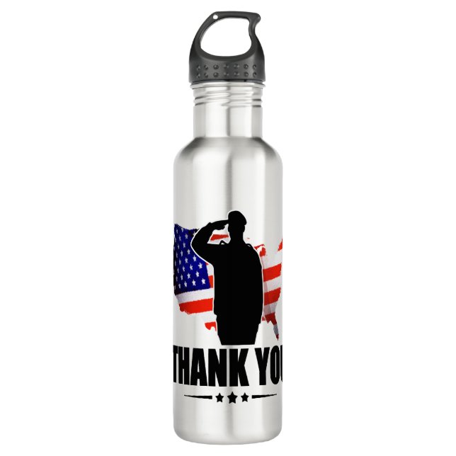 Thank You for your Service American Flag 710 Ml Water Bottle (Front)