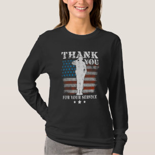 Thank You For Your Service American Flag Veterans  T-Shirt