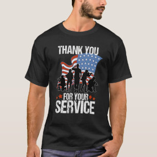 Thank You For Your Service American Flag Veterans  T-Shirt