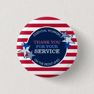 Thank You for Your Service Essential Workers Stars 3 Cm Round Badge