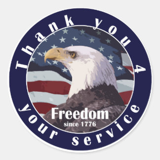 Thank you for your service freedom since 1776 classic round sticker