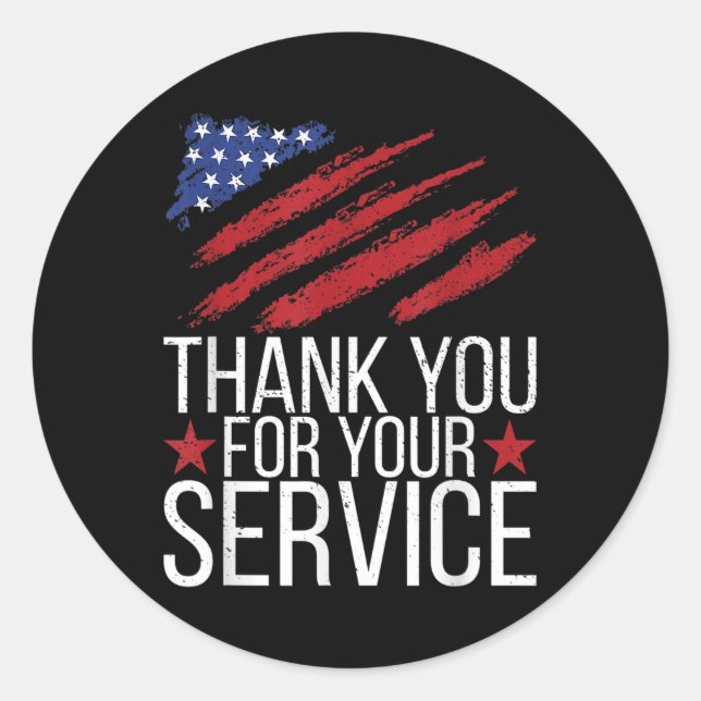 Thank You For Your Service Memorial Day American F Classic Round Sticker (Front)