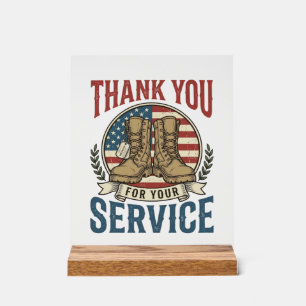 Thank You for Your Service Military Boots Shirt De Acrylic Sign