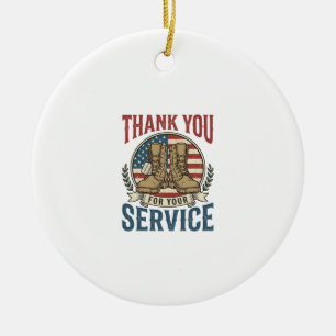 Thank You for Your Service Military Boots Shirt De Ceramic Tree Decoration