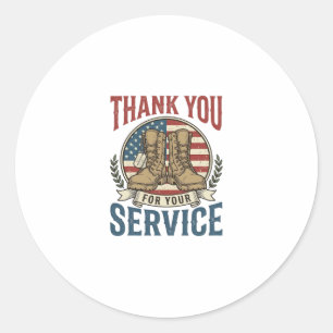 Thank You for Your Service Military Boots Shirt De Classic Round Sticker