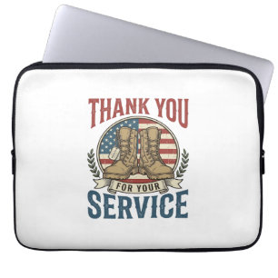 Thank You for Your Service Military Boots Shirt De Laptop Sleeve