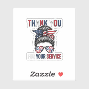 Thank You For Your Service Patriotic Messy Bun Shi