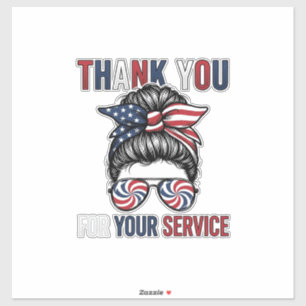 Thank You For Your Service Patriotic Messy Bun Shi