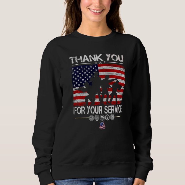 Thank You For Your Service Patriotic Veterans Day Sweatshirt (Front)