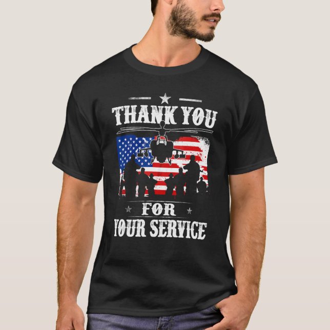 Thank You For Your Service Patriotic Veterans Day T-Shirt (Front)