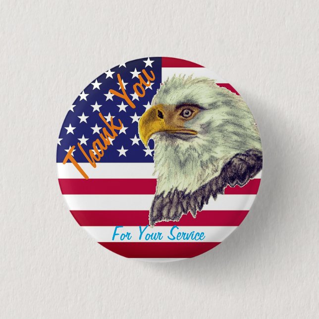 Thank You For Your Service Pin Button (Front)