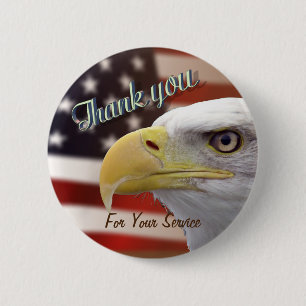 Thank You For Your Service Pin Button