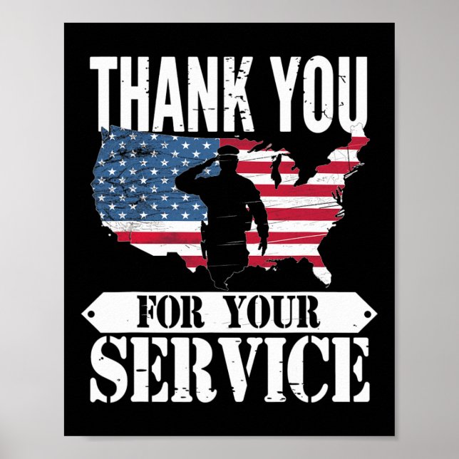 Thank You For Your Service Veteran Patriot Militar Poster (Front)