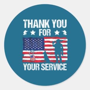 Thank You For Your Service Veterans Belgian Malino Classic Round Sticker
