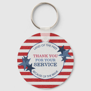 Thank You for Your Service Veterans Rustic Denim Key Ring