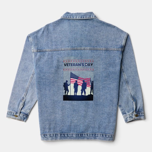 Thank you for your services Patriotic Veterans Day Denim Jacket (Back)