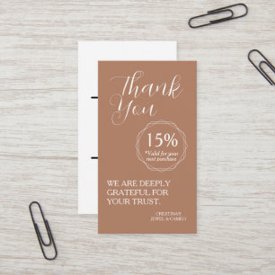 Thank You for Your Support Discount Voucher Business Card