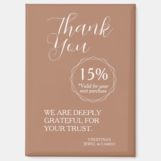 Thank You for Your Support | Discount Voucher Magnet (Front)