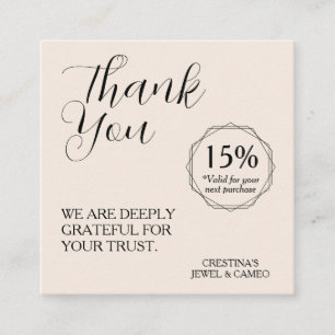 Thank You for Your Support Discount Voucher Square Business Card
