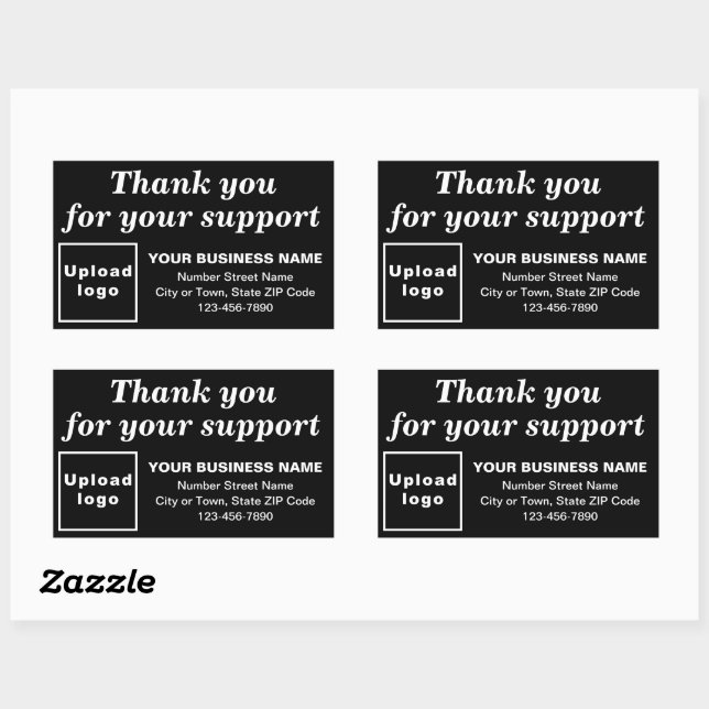 Thank You For Your Support on Black Rectangular Sticker (Sheet)
