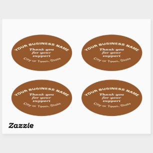 Thank You For Your Support on Brown Oval Sticker
