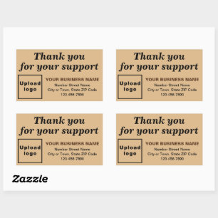 Thank You For Your Support on Light Brown Rectangular Sticker