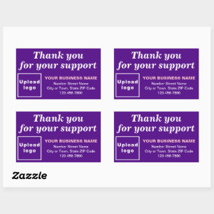 Thank You For Your Support on Purple Rectangular Sticker